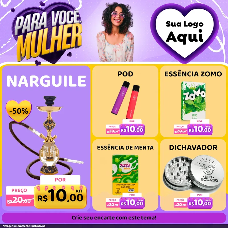 Modelo de Rede Social para Feed Facebook com o tema Para Você, Mulher para Tabacaria