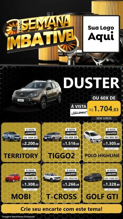 Modelo de Rede Social para Stories com o tema Fim de Semana Imbatível para Concessionaria de Carros