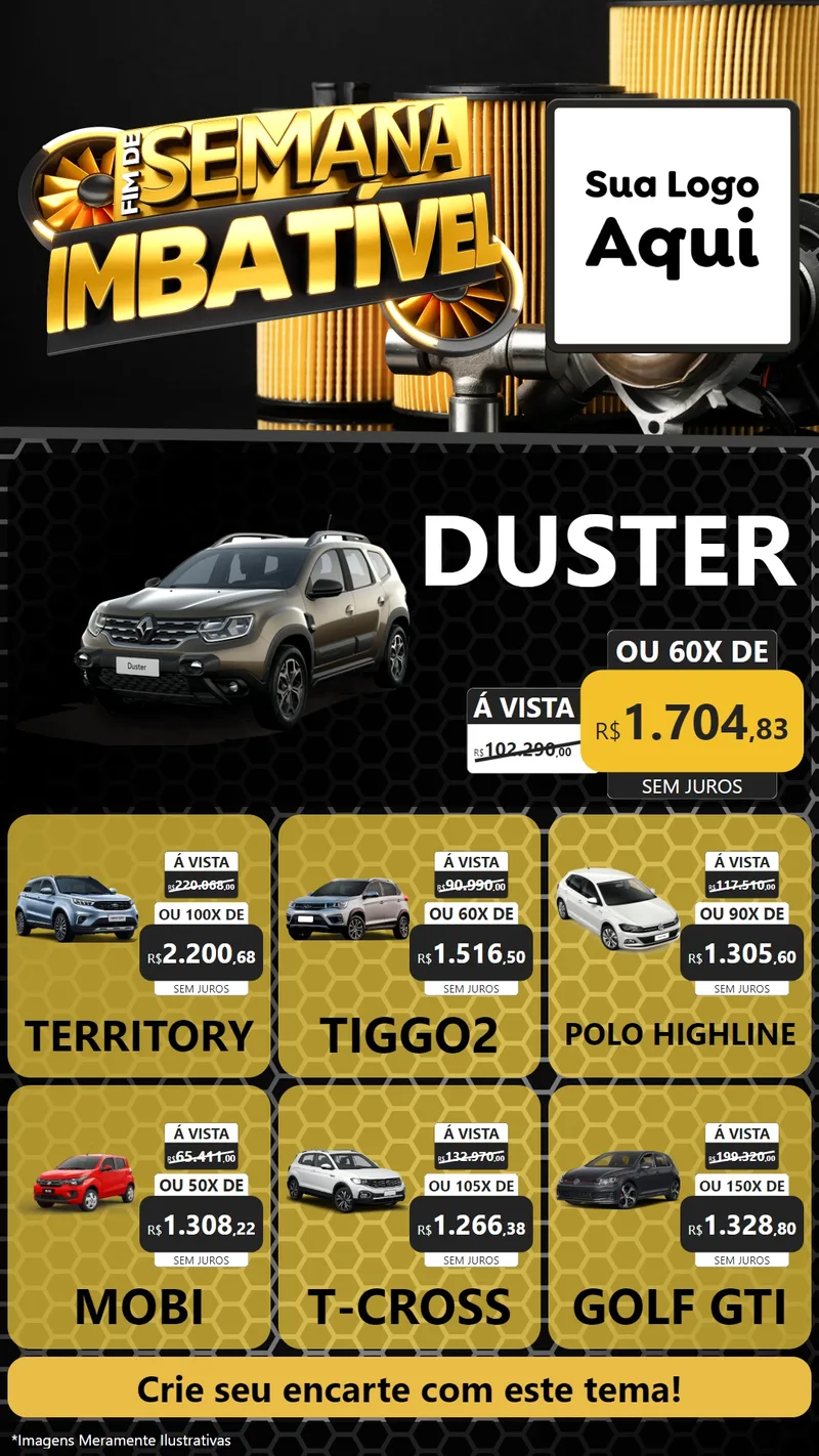 Modelo de Rede Social para Stories com o tema Fim de Semana Imbatível para Concessionaria de Carros