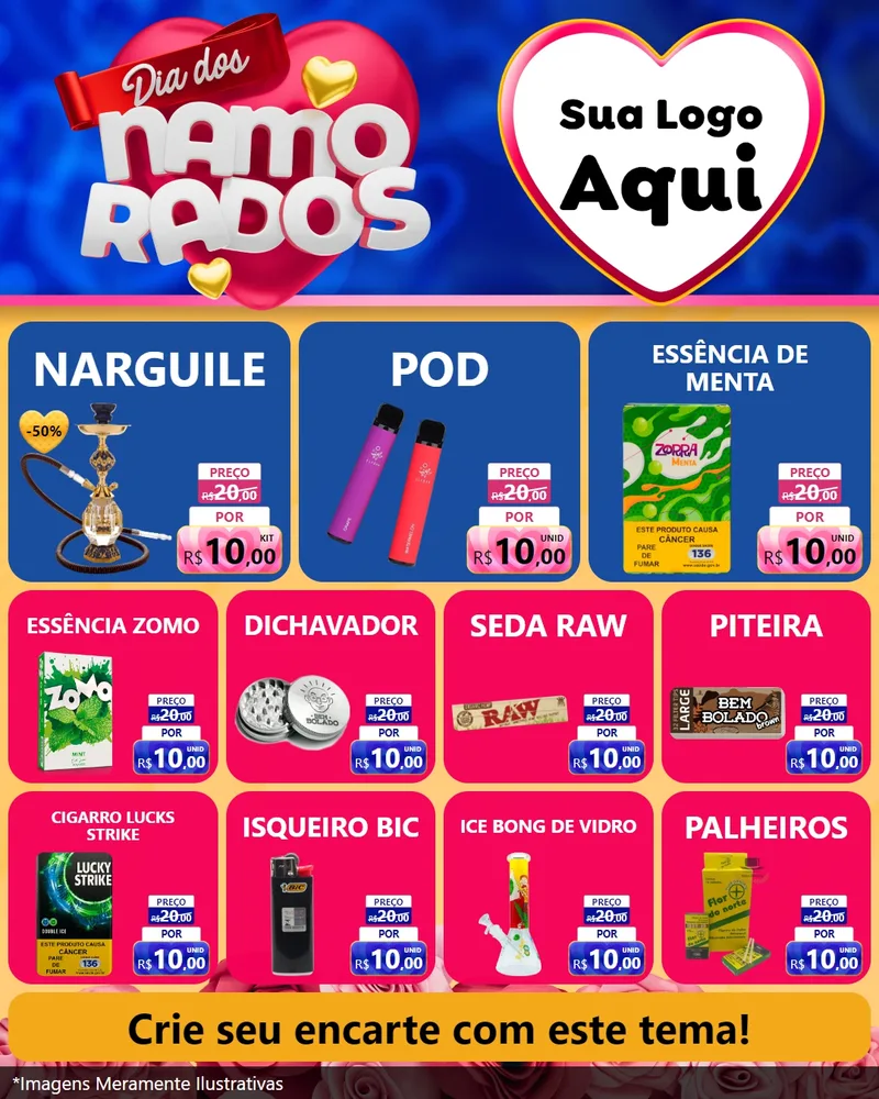 Modelo de Rede Social para Feed Instagram com o tema Dia dos namorados para Tabacaria