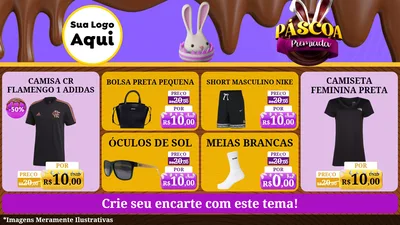Modelo de TV para TV Horizontal com o tema Páscoa Premiada para Roupas e acessórios