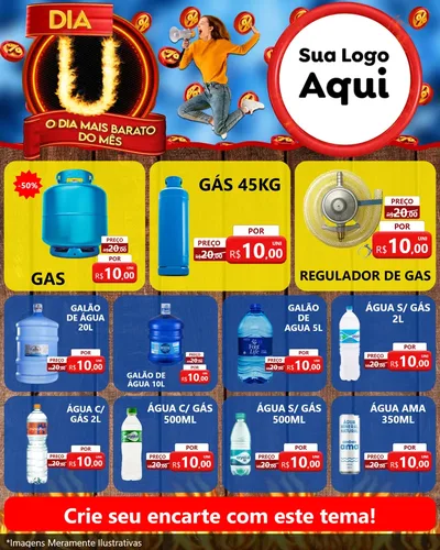 Modelo de Rede Social para Feed Instagram com o tema Dia U - O Dia Mais Barato Do Mês para Água e gás