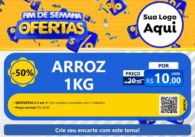 Modelo de Cartaz para Cartaz A4 Horizontal com o tema Fim de Semana de Ofertas para Supermercado