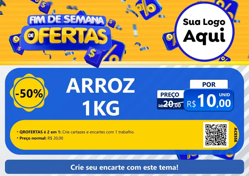 Modelo de Cartaz para Cartaz A4 Horizontal com o tema Fim de Semana de Ofertas para Supermercado