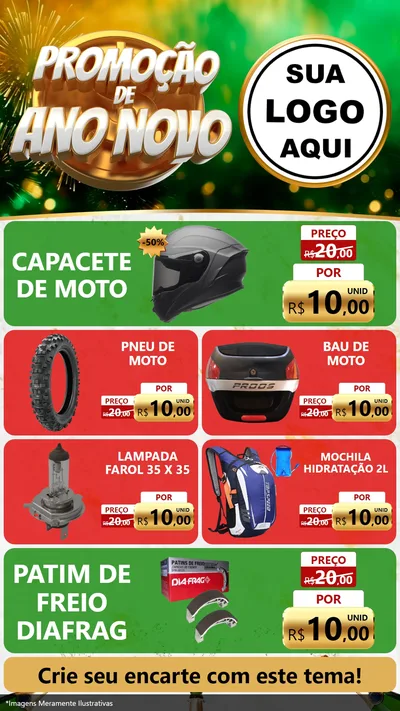 Modelo de TV para TV Vertical com o tema Promoção de Ano Novo para Moto peças