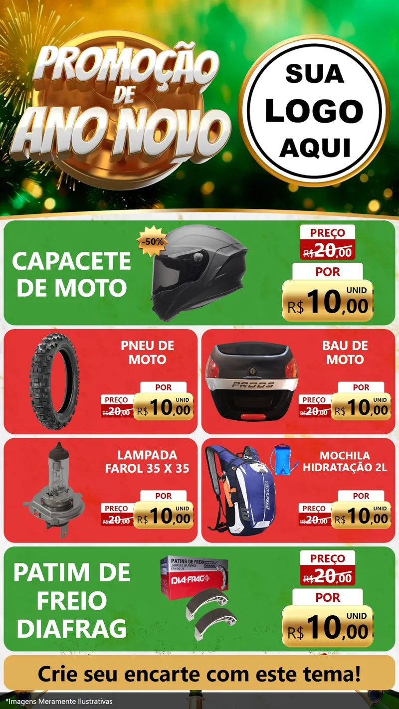 Modelo de TV para TV Vertical com o tema Promoção de Ano Novo para Moto peças