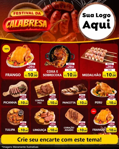 Modelo de Rede Social para Feed Instagram com o tema Festival da Calabresa para Assados