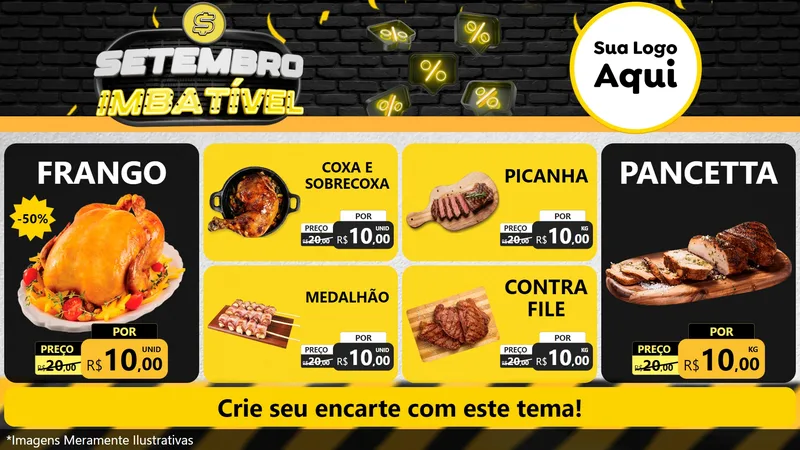 Modelo de TV para TV Horizontal com o tema Setembro Imbatível para Assados