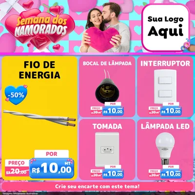 Modelo de Rede Social para Feed Facebook com o tema Semana dos Namorados para Materiais Elétricos