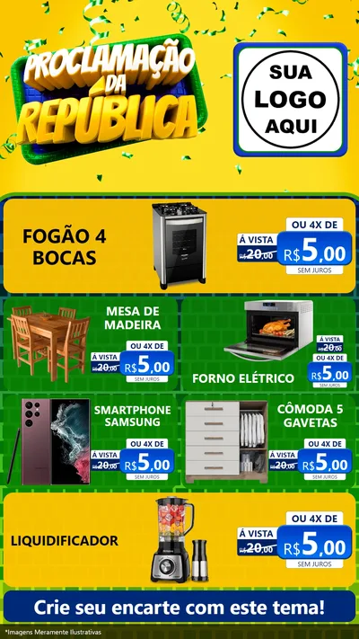 Modelo de TV para TV Vertical com o tema Proclamação da República para Móveis e Eletro