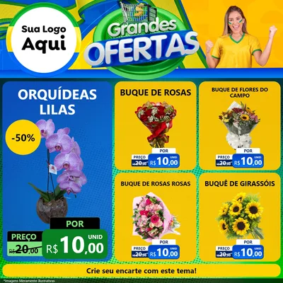 Modelo de Rede Social para Feed Facebook com o tema Grandes Ofertas para Floricultura e jardim