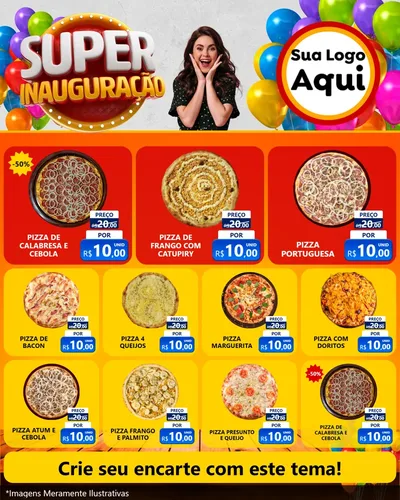Modelo de Rede Social para Feed Instagram com o tema Super Inauguração para Pizzaria