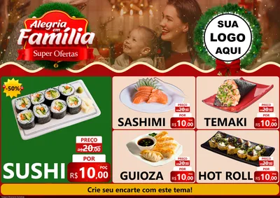 Modelo de Encarte para Encarte A4 Horizontal com o tema Alegria Em Família - Super Ofertas para Comida japonesa
