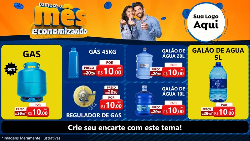 Modelo de TV para TV Horizontal com o tema Comece O Mês Economizando para Água e gás