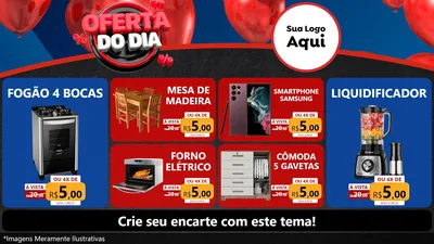Modelo de TV para TV Horizontal com o tema Oferta do Dia para Móveis e Eletro