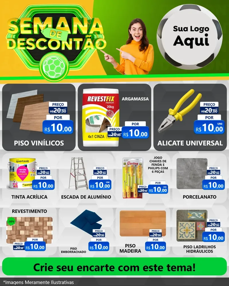 Modelo de Rede Social para Feed Instagram com o tema Semana de Descontão - Copa para Material para Construção