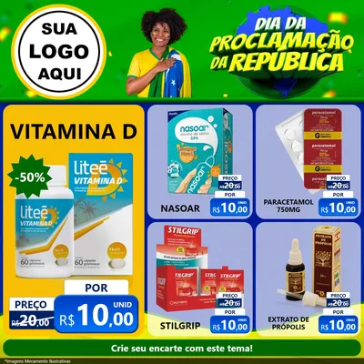 Modelo de Rede Social para Feed Facebook com o tema Dia Da Proclamação Da República para Farmácia