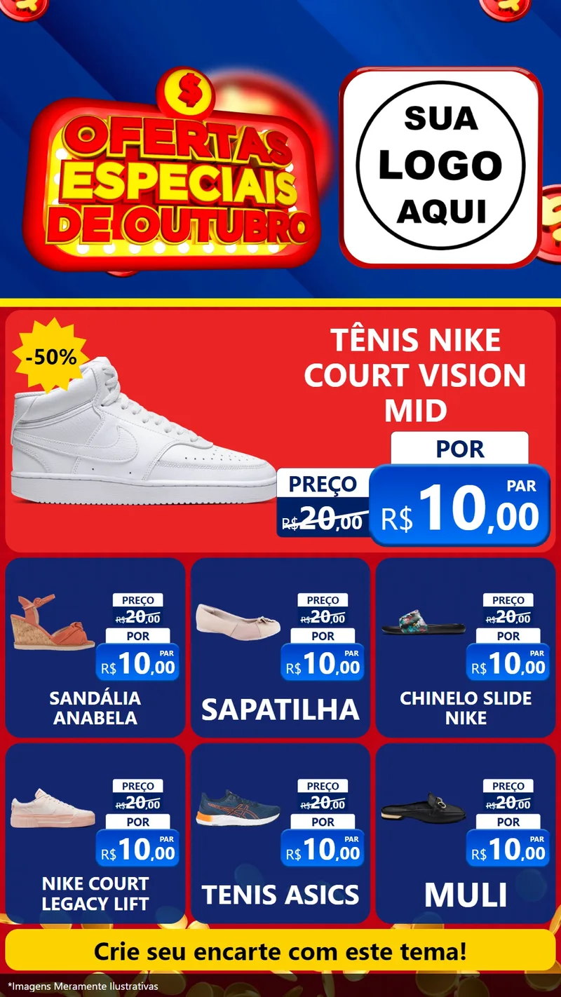 Modelo de Rede Social para Stories com o tema Ofertas Especiais de Outubro para Calçados