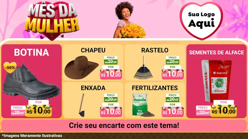 Modelo de TV para TV Horizontal com o tema Mês da Mulher para Agropecuária