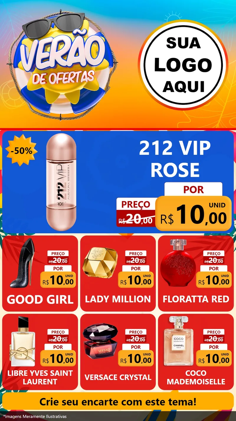Modelo de Rede Social para Stories com o tema Verão de Ofertas para Perfumes