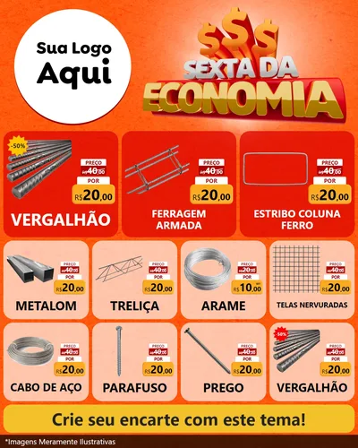 Modelo de Rede Social para Feed Instagram com o tema Sexta da Economia para Ferragens