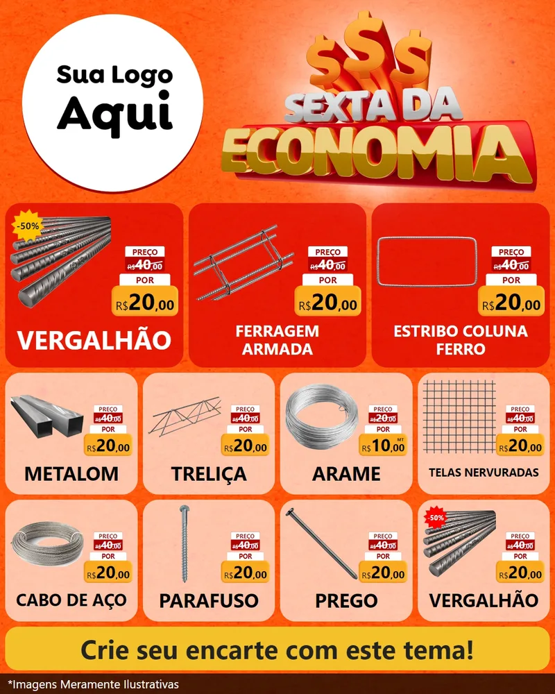 Modelo de Rede Social para Feed Instagram com o tema Sexta da Economia para Ferragens