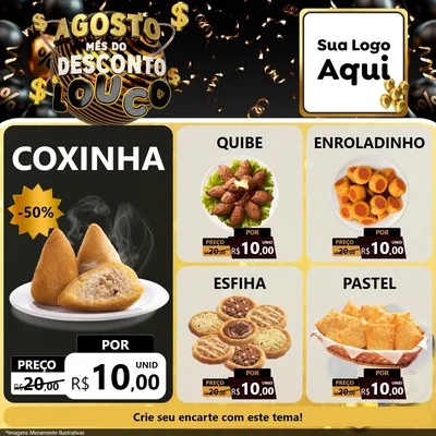 Modelo de Rede Social para Feed Facebook com o tema Agosto Mês do Desconto Louco para Salgadaria