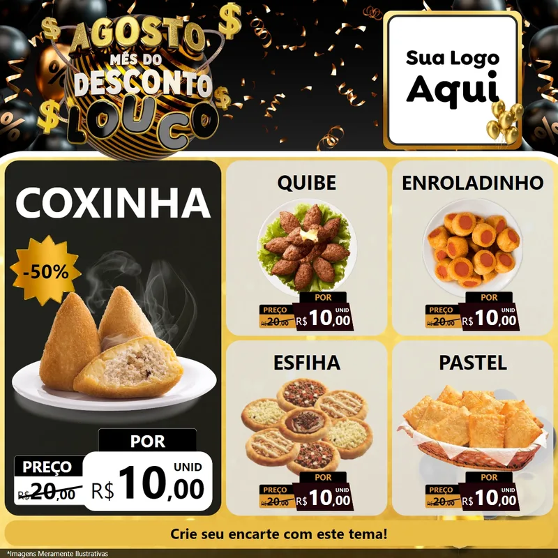 Modelo de Rede Social para Feed Facebook com o tema Agosto Mês do Desconto Louco para Salgadaria