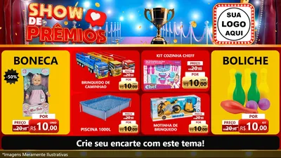 Modelo de TV para TV Horizontal com o tema Show de Prêmios para Brinquedos