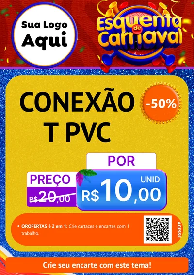 Modelo de Cartaz para Cartaz A4 Vertical com o tema Esquenta de Carnaval para Tubos e conexões