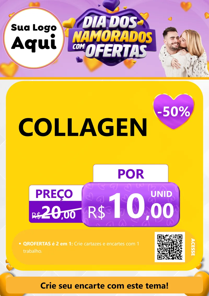 Modelo de Cartaz para Cartaz A4 Vertical com o tema Dia Dos Namorados Com Ofertas para Suplementos alimentares