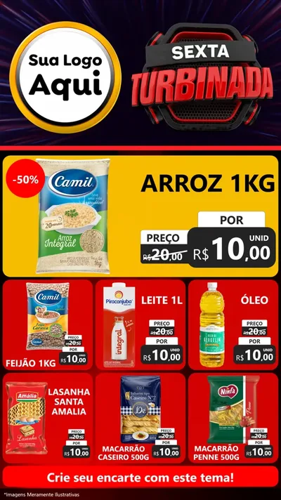 Modelo de Rede Social para Stories com o tema Sexta Turbinada para Supermercado