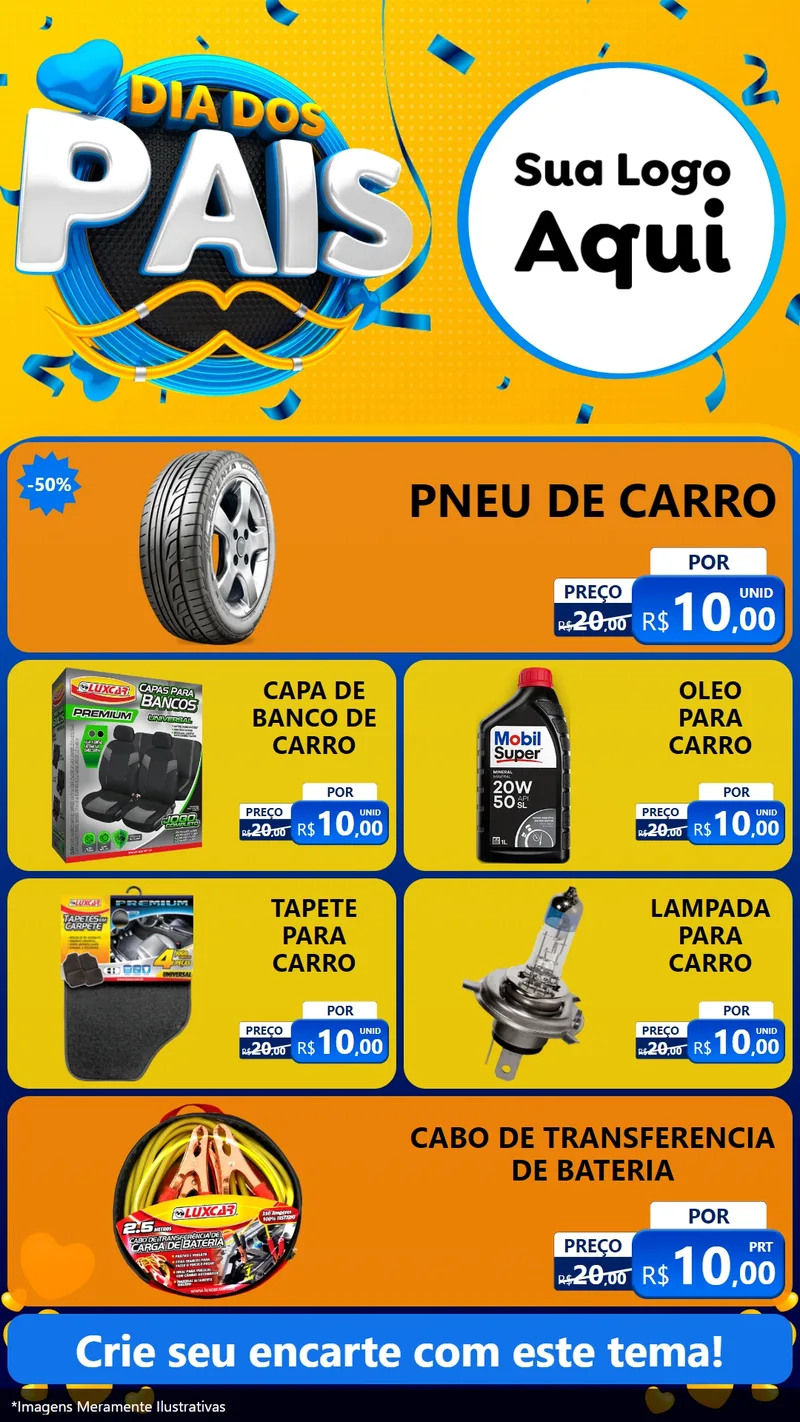 Modelo de TV para TV Vertical com o tema Dia dos Pais para Auto peças