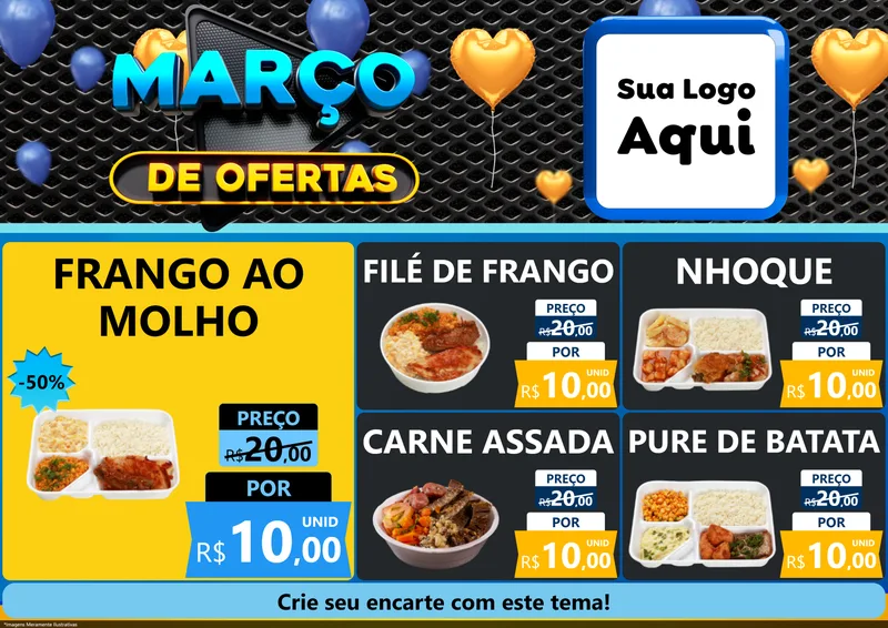Modelo de Encarte para Encarte A4 Horizontal com o tema Março de Ofertas para Restaurante
