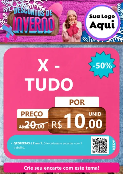 Modelo de Cartaz para Cartaz A4 Vertical com o tema Descontos de Inverno para Hamburgueria