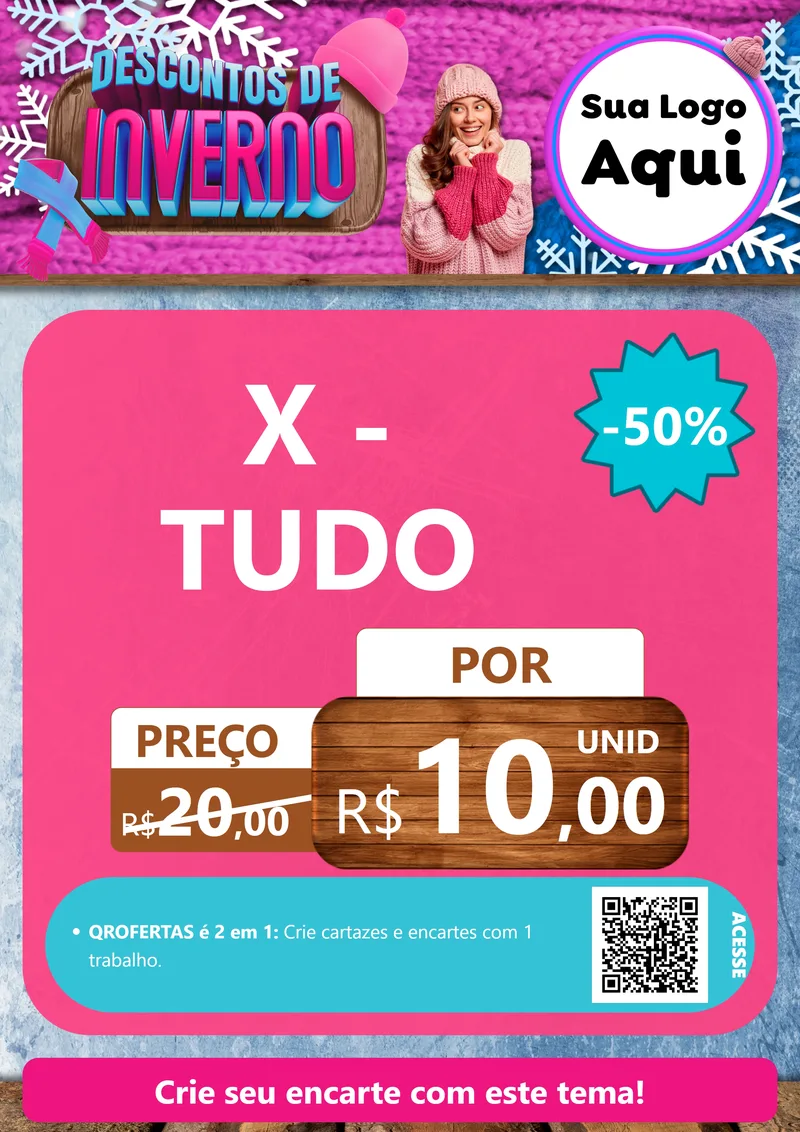 Modelo de Cartaz para Cartaz A4 Vertical com o tema Descontos de Inverno para Hamburgueria