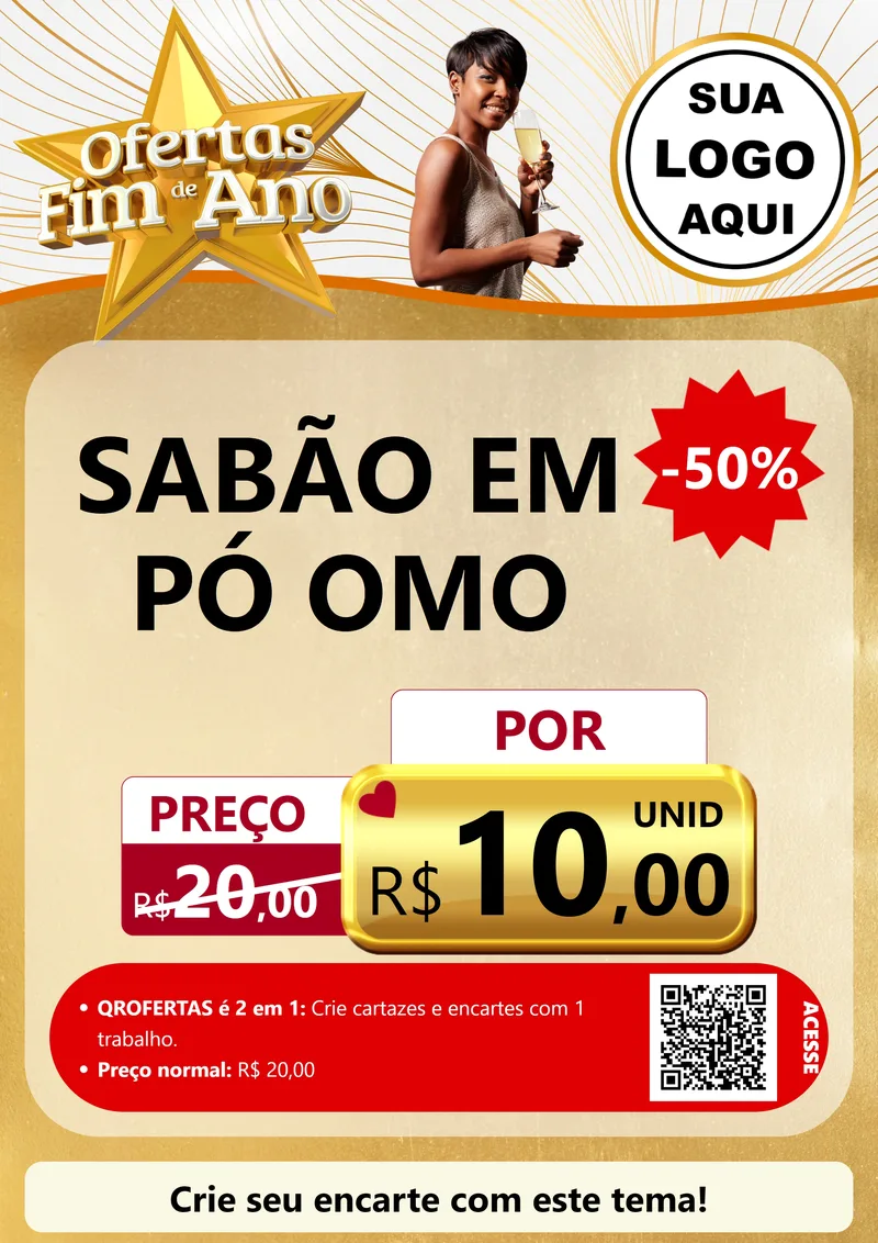 Modelo de Cartaz para Cartaz A4 Vertical com o tema Ofertas Fim de Ano para Produtos de Limpeza