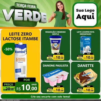 Modelo de Rede Social para Feed Facebook com o tema Terça - Feira Verde para Frios e Laticínios