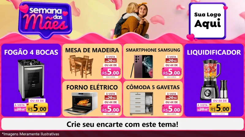 Modelo de TV para TV Horizontal com o tema Semana das Mães para Móveis e Eletro