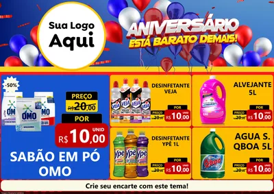 Modelo de Encarte para Encarte A4 Horizontal com o tema Aniversário para Produtos de Limpeza