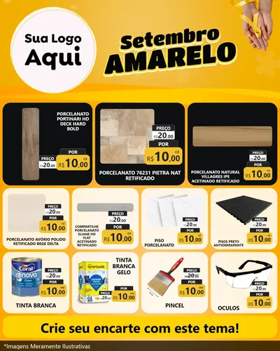 Modelo de Rede Social para Feed Instagram com o tema Setembro Amarelo para Pisos e revestimentos