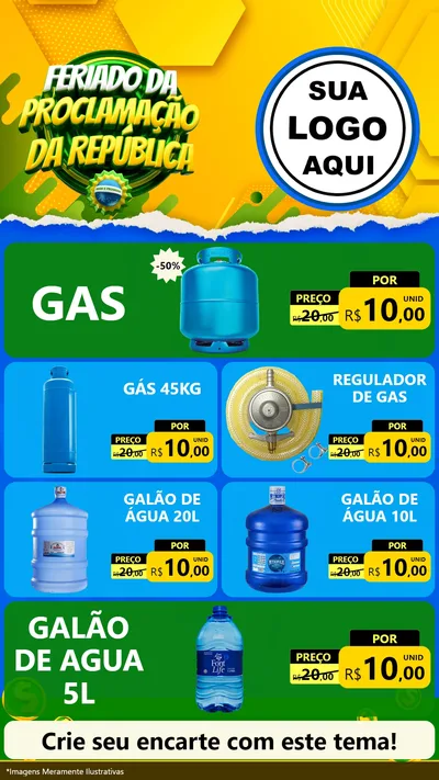 Modelo de TV para TV Vertical com o tema Feriado da Proclamação da República para Água e gás