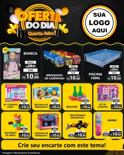 Modelo de Rede Social para Feed Instagram com o tema Oferta do Dia - Quarta Feira! para Brinquedos