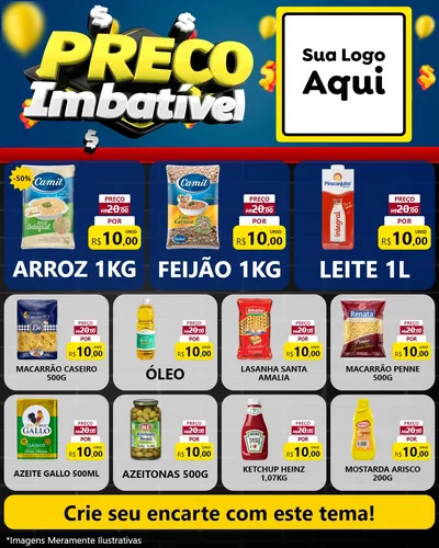 Modelo de Rede Social para Feed Instagram com o tema Preço Imbatível para Supermercado