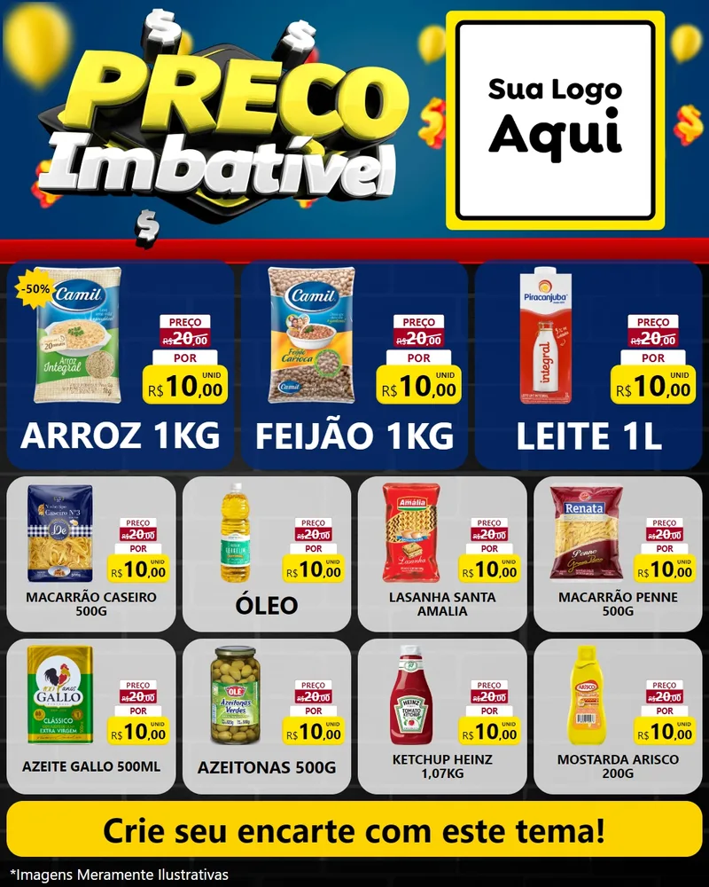 Modelo de Rede Social para Feed Instagram com o tema Preço Imbatível para Supermercado