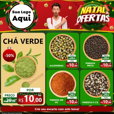 Modelo de Rede Social para Feed Facebook com o tema Natal de Ofertas para Produtos Naturais