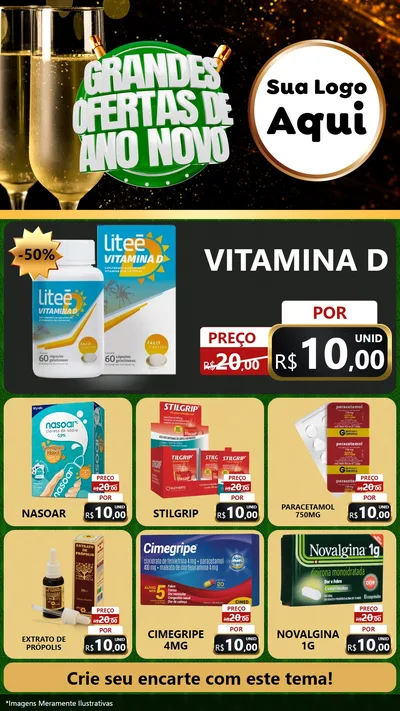 Modelo de Rede Social para Stories com o tema Grandes Ofertas de Ano Novo para Farmácia