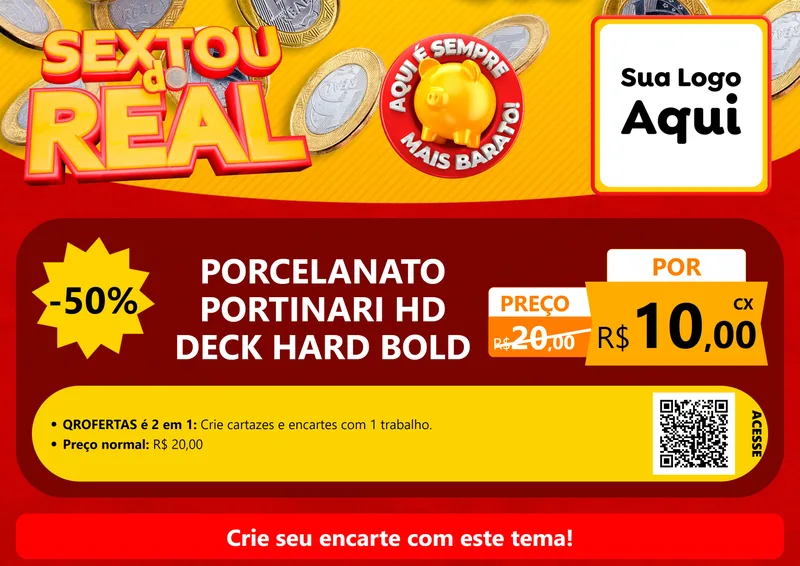 Modelo de Cartaz para Cartaz A4 Horizontal com o tema Sextou do Real para Pisos e revestimentos
