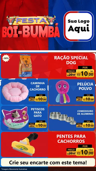 Modelo de TV para TV Vertical com o tema Festa Boi Bumbá para Pet Shop