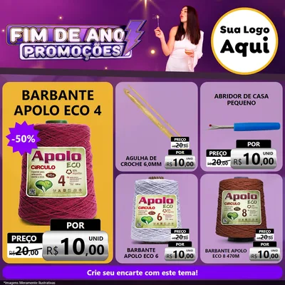Modelo de Rede Social para Feed Facebook com o tema Fim de Ano Promoções para Armarinho e Aviamentos